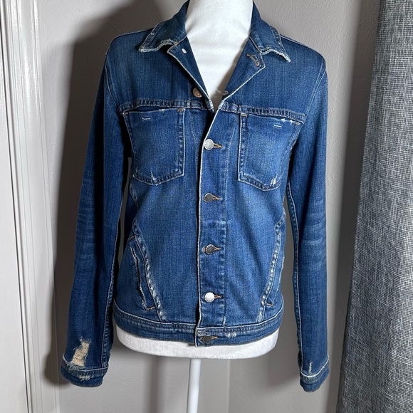 L’Agence Celine Distressed Denim Jean Jacket Size Med - Picture 2 of 9